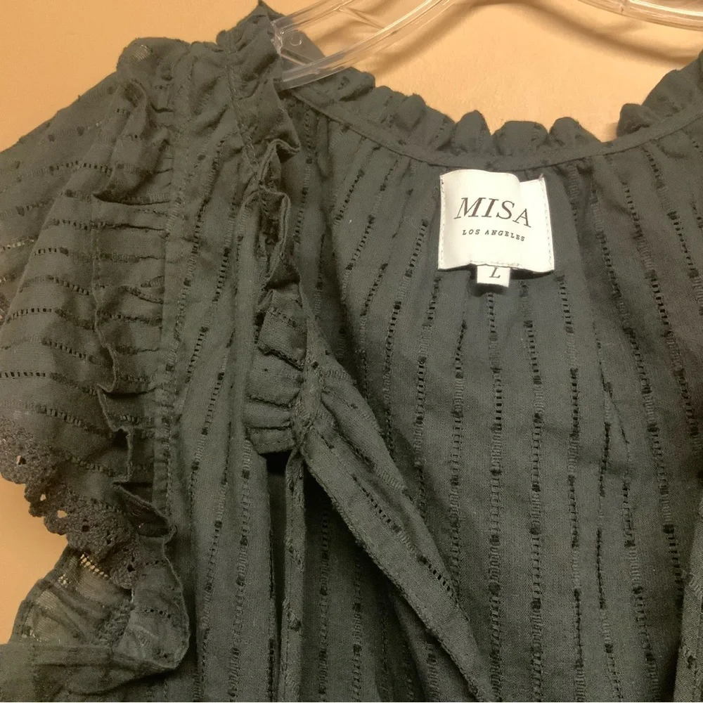 MISA Los Angeles Lilian Black Ruffle Mini Dress - Picture 7 of 9